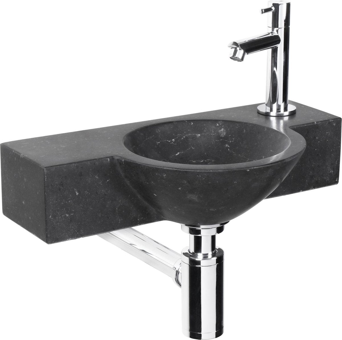 Differnz Teti Brunnenset - 40x23x8cm - rund - 1 Hahnloch - schwarz