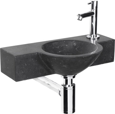 Differnz Teti Brunnenset - 40x23x8cm - rund - 1 Hahnloch - schwarz