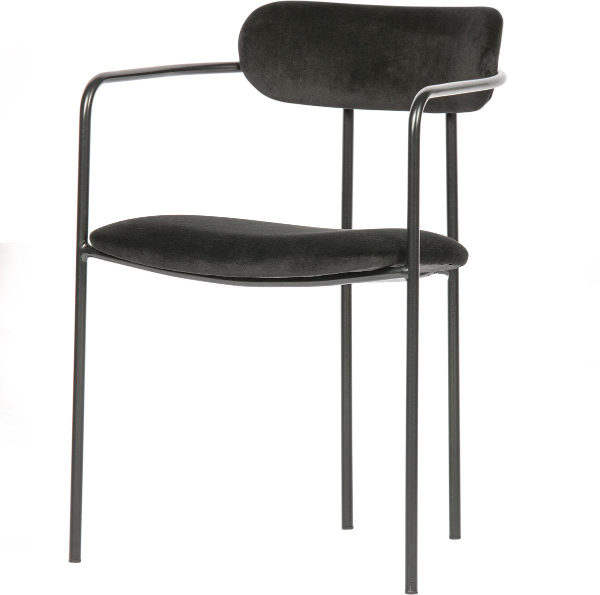 Woood Ivy Esszimmerstuhl – Samt – Schwarz – 74 x 52 x 50