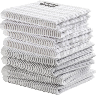 Ddddd – Geschirrtücher und Küchentücher – Set mit 8 Stück – Baumwolle – Aufhängeöse – 30 x 30 cm – hellgrau