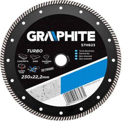 Graphit 57h623 Diamant-Schleifscheibe Turbo superdünn, Stein, Beton, Marmor 230 mm