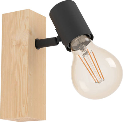 Eglo Townshend 3 Spot – E27 – 16,5 cm – braun schwarz – FSC-Holz