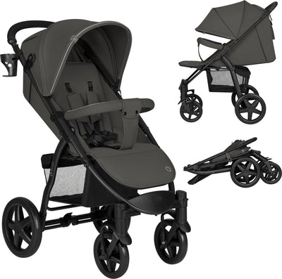 Lionelo Buggy Annet Plus – leicht faltbar – große solide Räder mit Federung – inklusive Fußsack, Moskitonetz-Getränkehalter – verstellbare Rückenlehne, Fußstütze – Kinderwagen ab der Geburt bis 22 kg – Kinderwagen