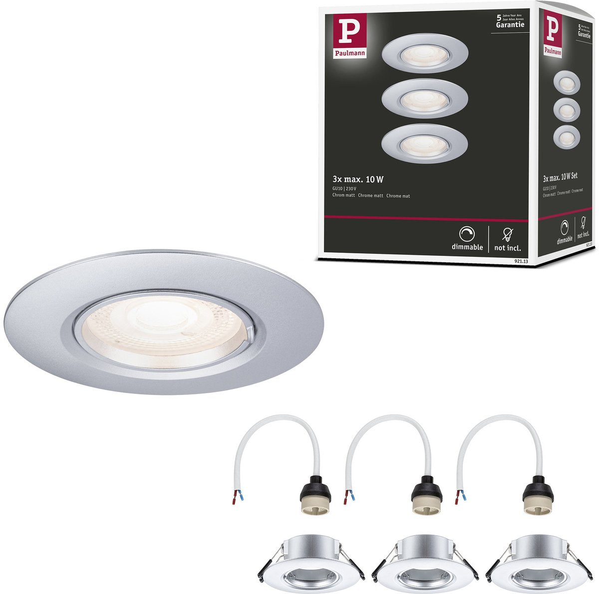 Paulmann Einbauleuchte 3er Set Stern rund 90 mm GU10 max. 3x10W 230V dimmbar Chrom matt