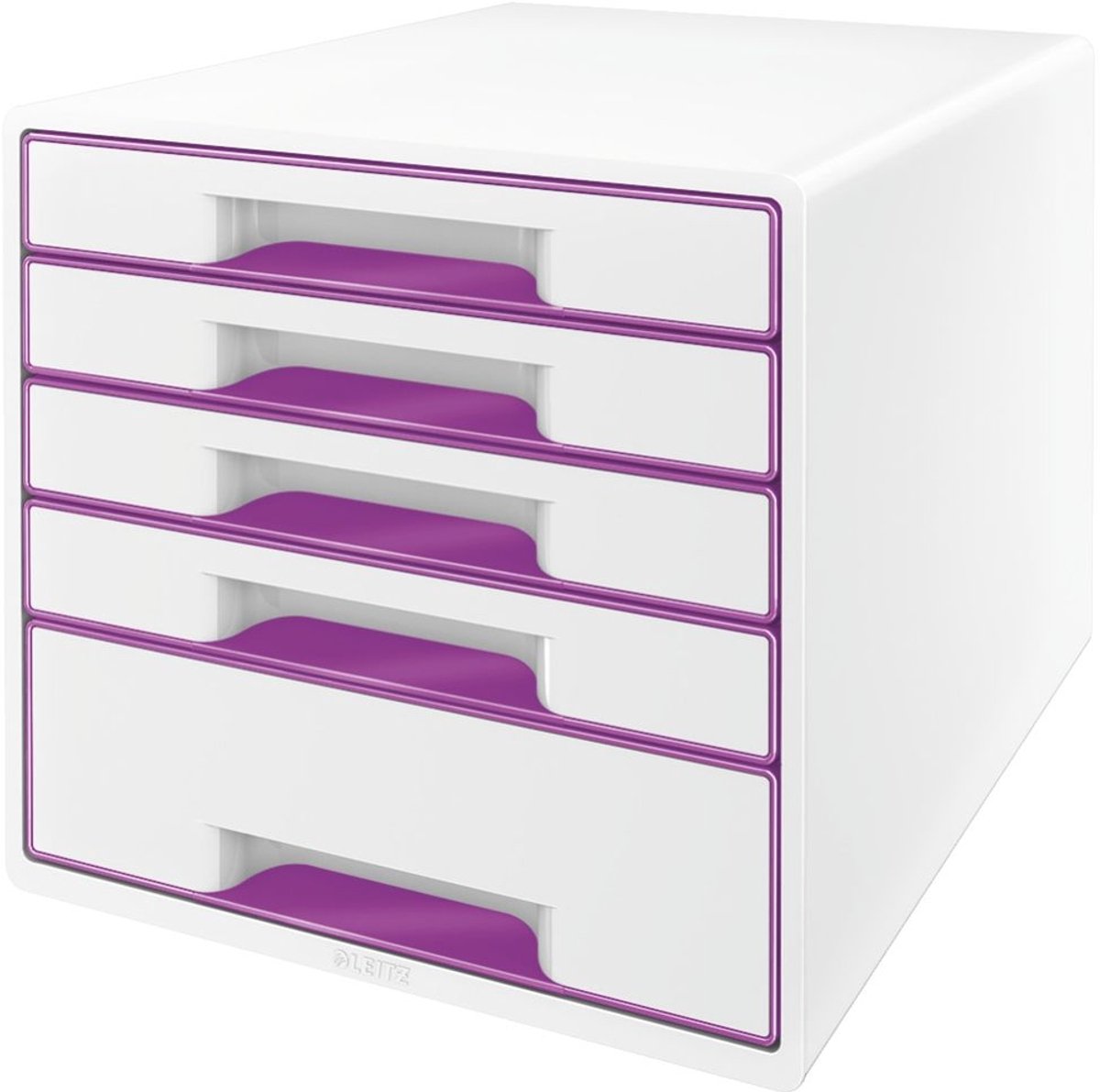 Leitz Wow Cube Schubladenelement mit 5 Schubladen – Aufbewahrung mit Fächern – Weiß Lila