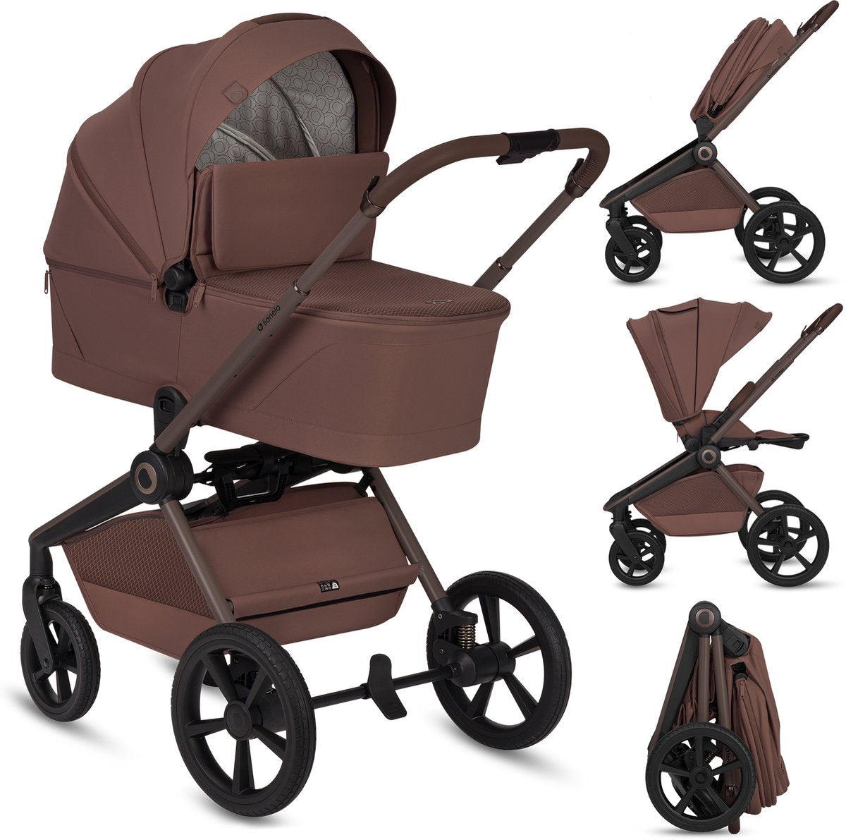 Lionelo Freya 2in1 Kinderwagen – Kinderwagen mit Babywanne – von der Geburt bis 22 kg – Premium-Buggy – PU-Räder mit Federung – nach vorne gerichteter Sitz – UPF50+-Verdeck – komplettes Zubehörsystem