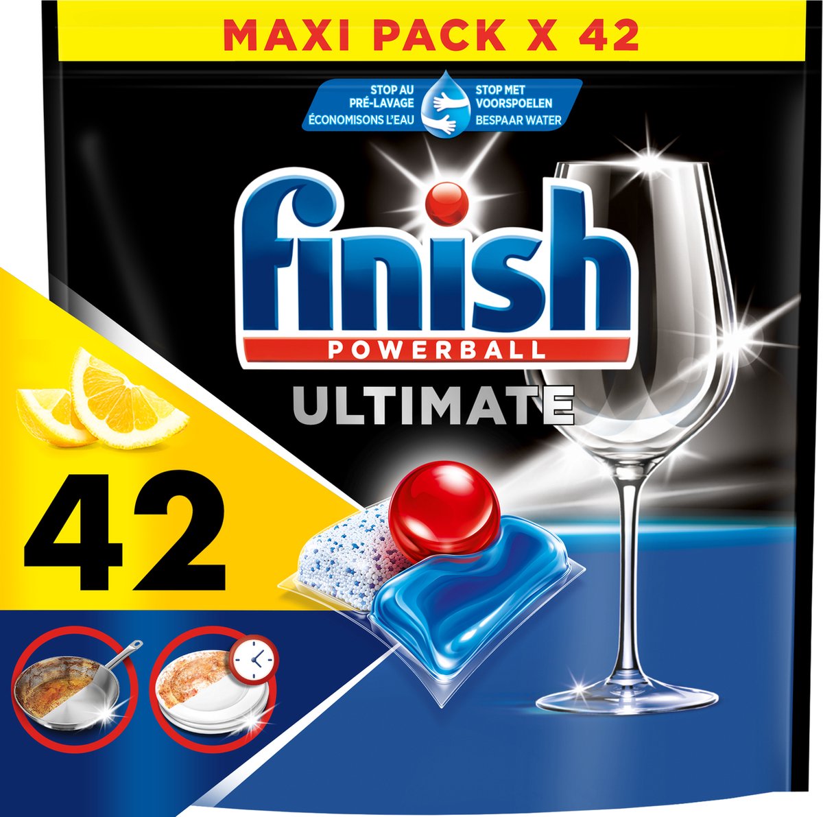 Finish Ultimate All-in-One-Zitronen-Geschirrspültabletten – 42 Kapseln