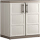 Keter Excellence XL Aufbewahrungsschrank niedrig – 2 Regale – 54 x 89 x 93 cm – Beige Taupe