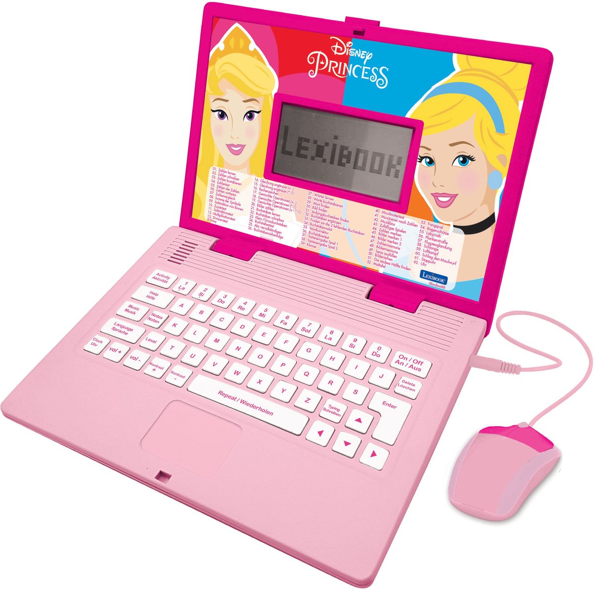 Lexibook Disney Princess zweisprachiger Lern-Laptop – 124 Aktivitäten (Deutsch Englisch)