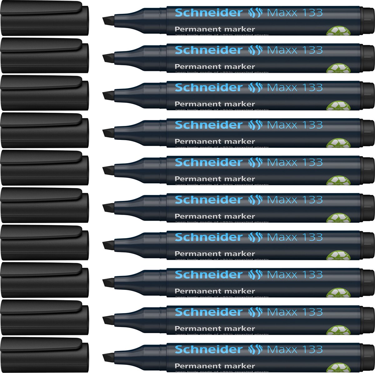 Schneider Schreibgeräte Schneider Permanent Marker - Maxx 133 - Keilspitze - Schwarz - 10 Stück - S-113301-10
