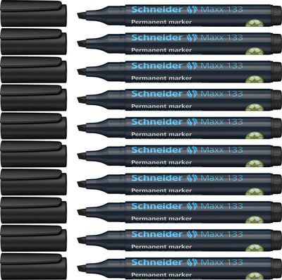 Schneider Schreibgeräte Schneider Permanent Marker - Maxx 133 - Keilspitze - Schwarz - 10 Stück - S-113301-10