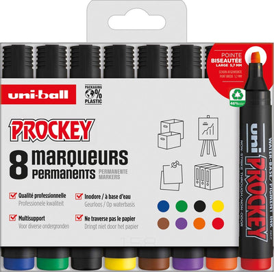 Uni-Ball Permanentmarker Prockey PM-126, Karton mit 8 Stück, sortiert