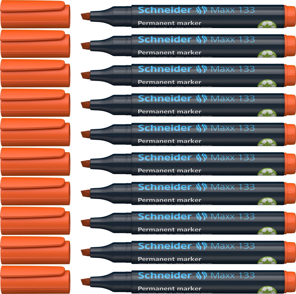 Schneider Schreibgeräte Schneider Permanent Marker – Maxx 133 – Keilspitze – Orange – 10 Stück – S-113306-10