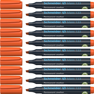 Schneider Schreibgeräte Schneider Permanent Marker – Maxx 133 – Keilspitze – Orange – 10 Stück – S-113306-10