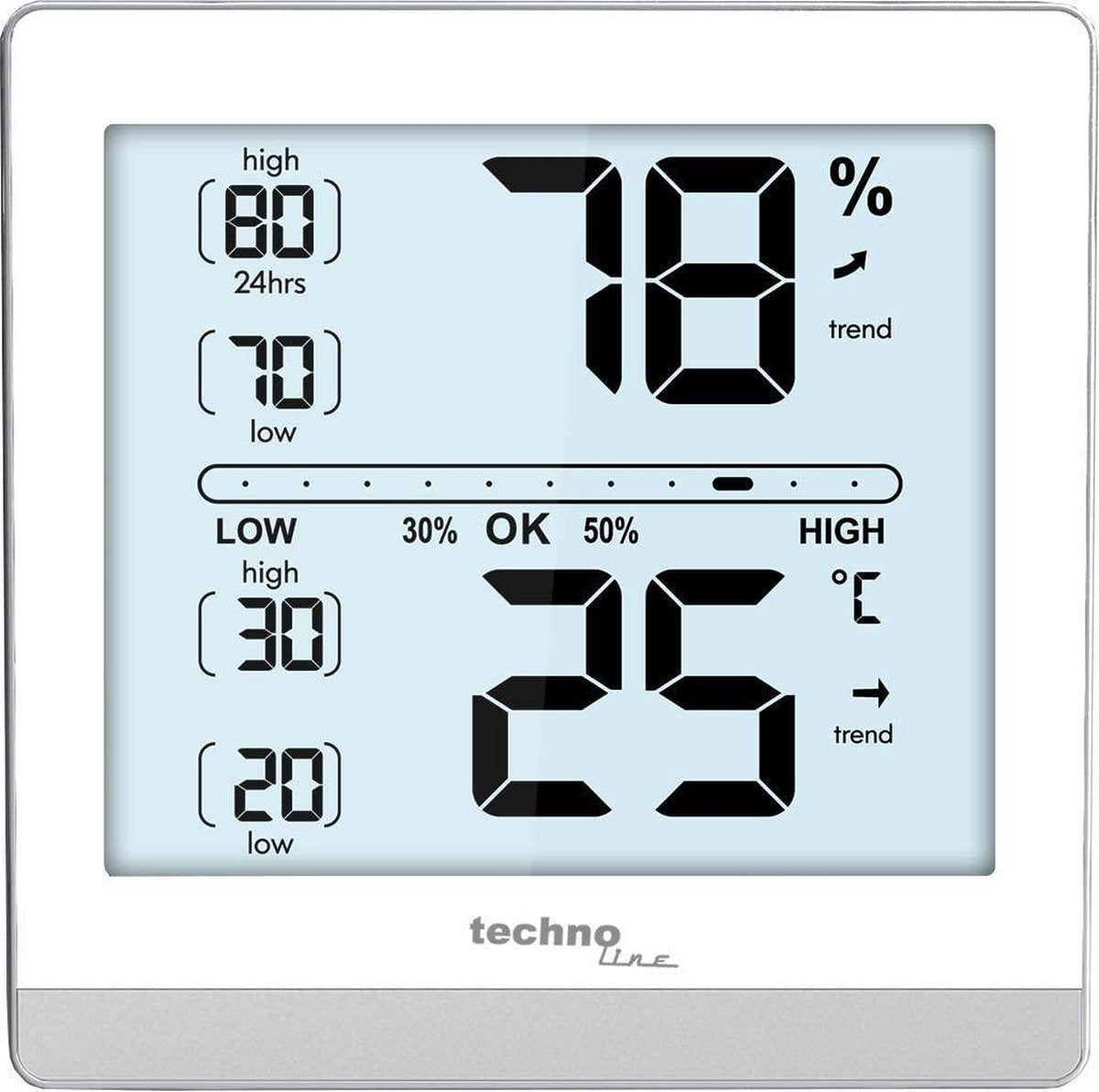 Technoline-Thermometer – ws 9470 – 118 x 118 x 24 mm – Weißsilber – tl-ws9470