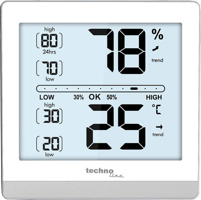 Technoline-Thermometer – ws 9470 – 118 x 118 x 24 mm – Weißsilber – tl-ws9470