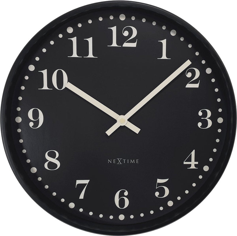 Nexttime Dickens – Wanduhr – 30 cm – Kunststoff – schwarz – geräuschlos