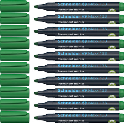 Schneider Schreibgeräte Schneider Permanent Marker – Maxx 133 – Keilspitze – Grün – 10 Stück – S-113304-10