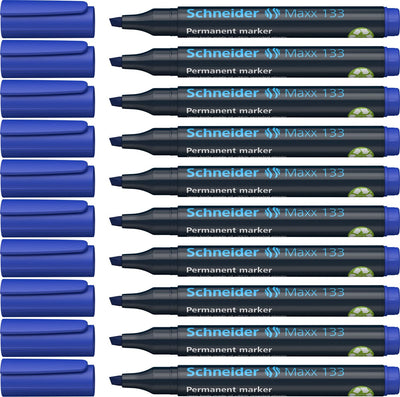 Schneider Schreibgeräte Schneider Permanent Marker – Maxx 133 – Keilspitze – Blau – 10 Stück – S-113303-10