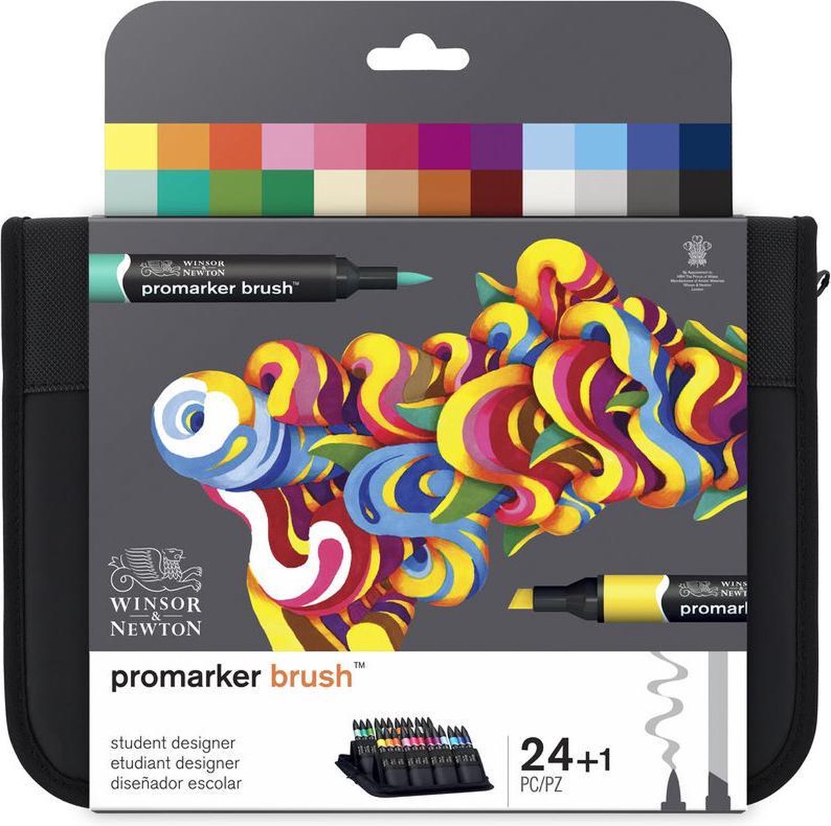 Winsor Newton 0290079 Promarker-Pinsel, Studenten-Designer, 24er-Set | Professionelle Alkoholmarker, Layoutmarker