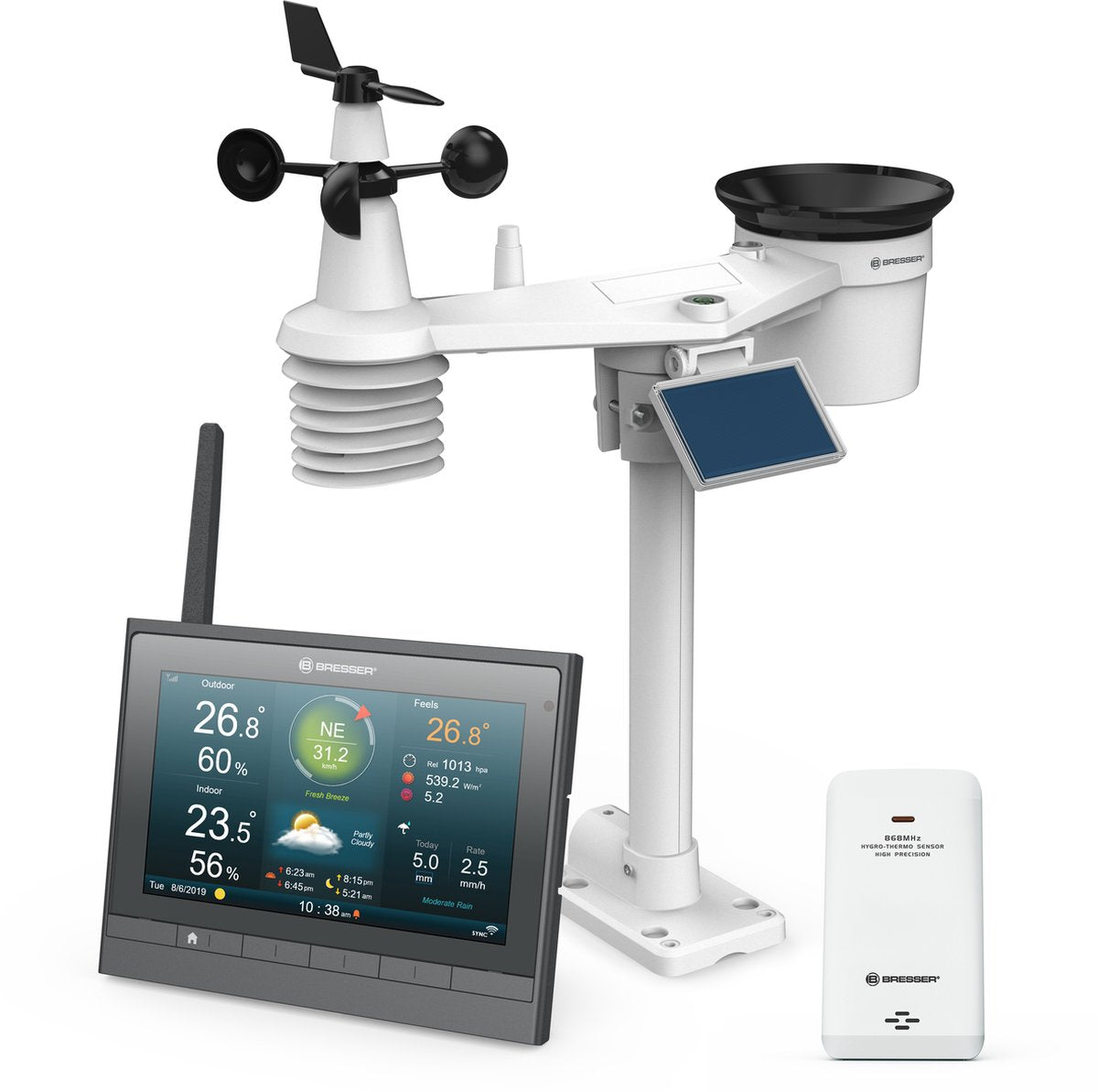 Bresser Wetterstation - Meteochamp - 7-in-1-Sensor - WLAN - Indoor Outdoor inkl. Solarsensor