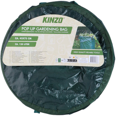 Kinzo Gartenabfallsack faltbar 120l – Pop-up-Gartensack mit Griffen – Gartenabfallsack für Laub, Biomüll, Schnittabfälle – stabiler Kunststoff – faltbar – ca. 45x75 cm - Kompostbeutel wiederverwendbar