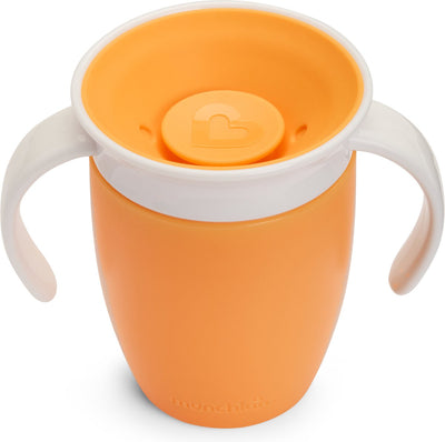 Munchkin Miracle Anti-Leck 360° Trinkbecher – Trainerbecher – Übungsbecher für Baby und Kind – 207 ml – Orange