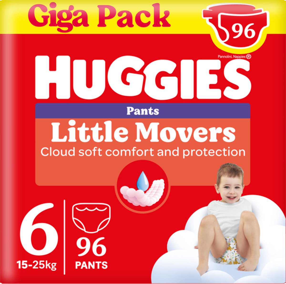 Huggies® Little Mover Babywindelhosen, Größe 6 (15 bis 25 kg), 96 Windelhosen mit Disney©-Motiven, Gigapack