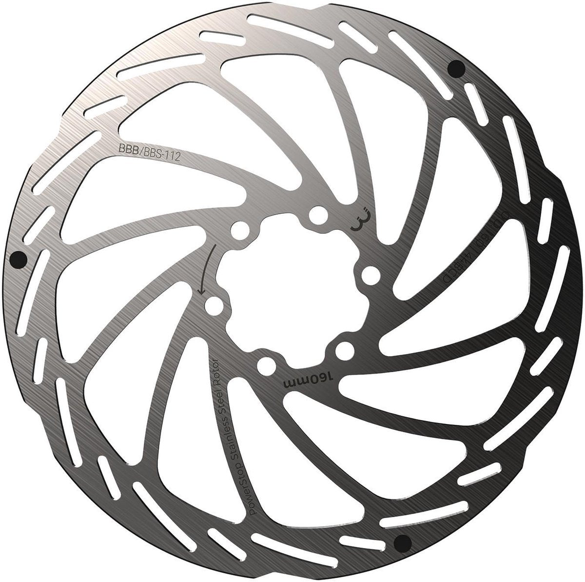 BBB Cycling Scheibenbremse Power Stop 6-Loch Bremsscheibe BBS-112 – Silber – 160 mm
