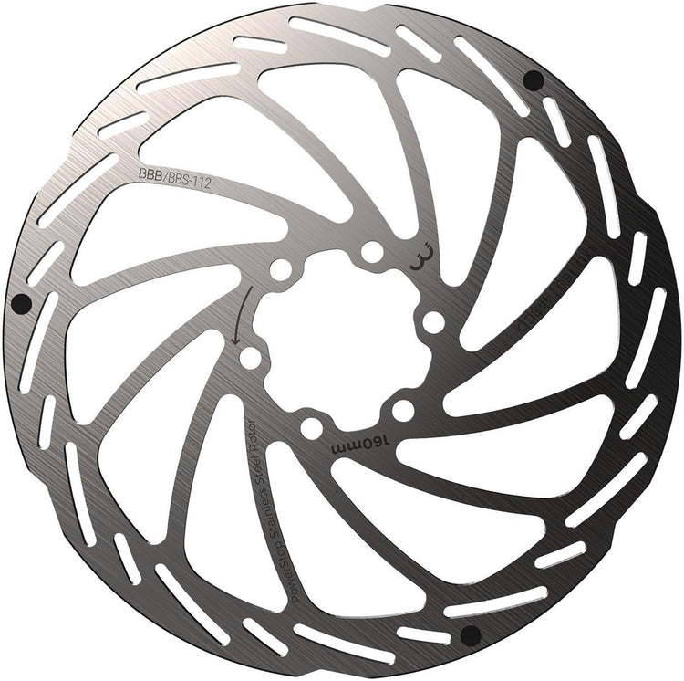 BBB Cycling Scheibenbremse Power Stop 6-Loch Bremsscheibe BBS-112 – Silber – 160 mm