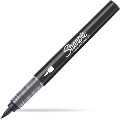 Sharpie Creative Marker Acrylfarbenmarker | Pinselspitze | wasserbasierte Farbmarker | Tinte verläuft nicht und ist für die meisten Oberflächen geeignet | schwarz | 6 Stück