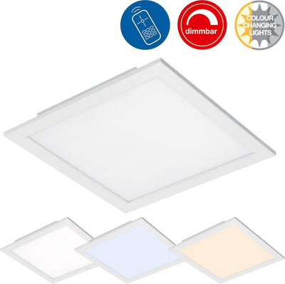 Briloner Piatto – Deckenleuchte – dimmbare Deckenleuchte – Farbsteuerung – Fernbedienung – LED – 18 W – 1800 lm – LED-Beleuchtung – Weiß – 29 – 5 cm – Metall