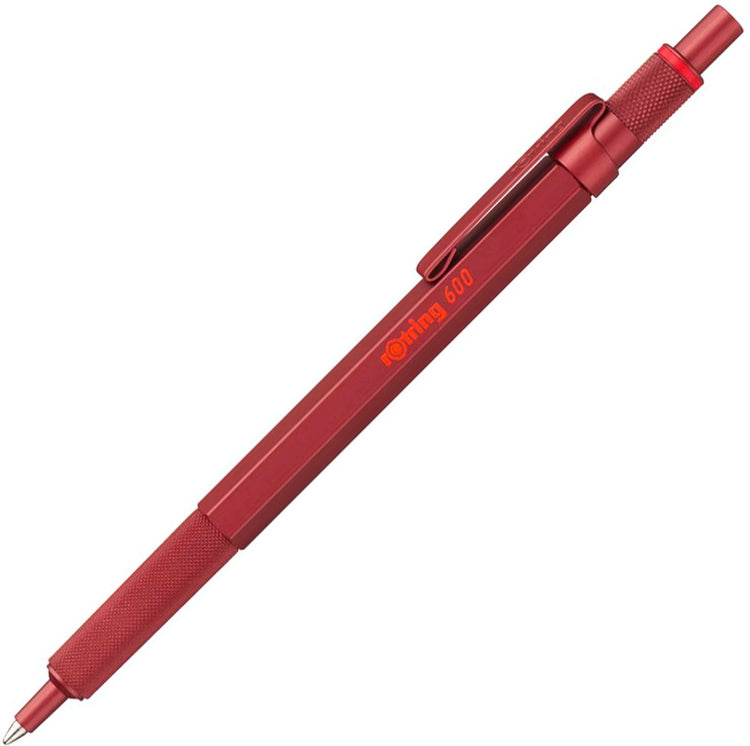 Rotring 600 Kugelschreiber | mittlerer Punkt | schwarze Tinte | rotes Gehäuse | nachfüllbar