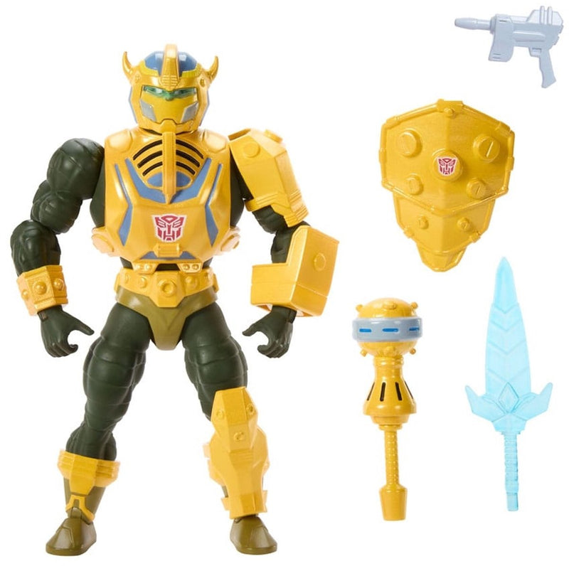 Mattel Masters of the Universe x Transformers Actionfigur Bumblebee Armor Man-at-Arms HEO Europäische Exklusive 14 cm große Actionfigur