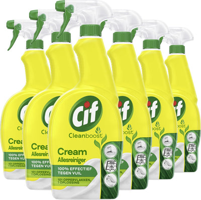 Cif – Cleanboost – Allzweckreiniger-Spray – Creme – 6 Flaschen x 700 ml – Vorteilspack