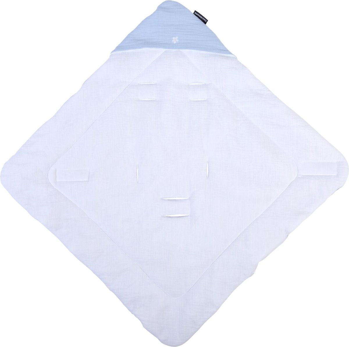 Childhome Blumenkollektion – Wickeldecke – 75 x 75 cm – Weißblau