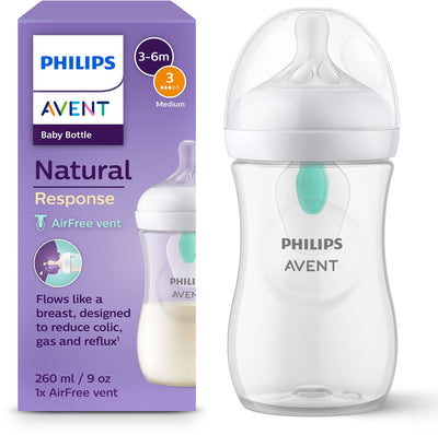 Philips Avent Natural Response Babyflasche 260 ml – Flow 3 – Anti-Kolik – 1 Flasche – SCY673 01