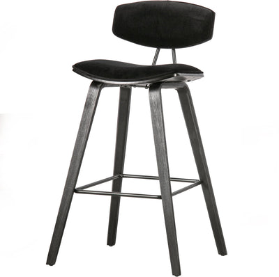 Woood Senn Barstuhl – Samtstoff – Schwarz – 91 x 42 x 48 cm