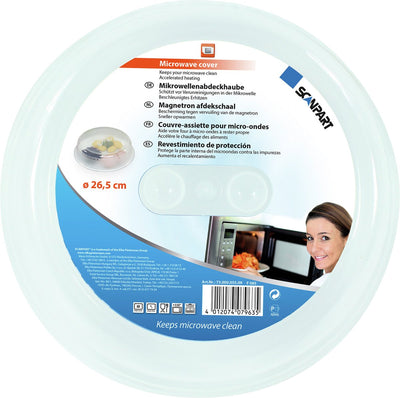 Scanpart Mikrowellendeckel – 26,5 cm Durchmesser – 7 cm hoch – transparent – Mikrowellendeckel – hitzebeständig bis 110 Grad
