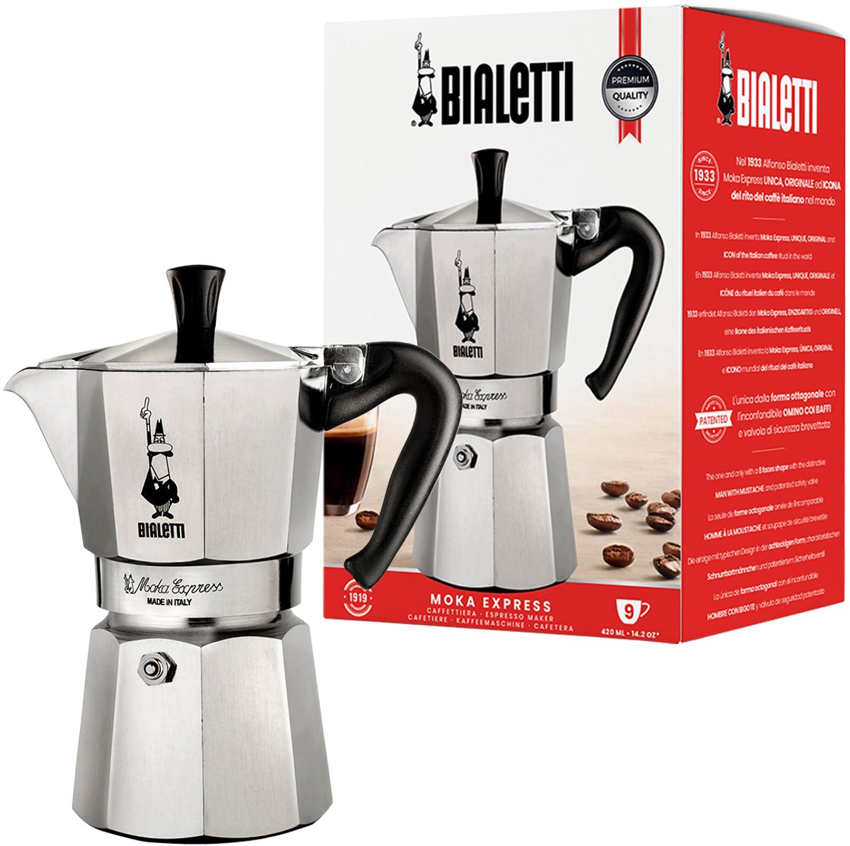 Bialetti Moka Express – Perkolator – 9 Tassen – Aluminium