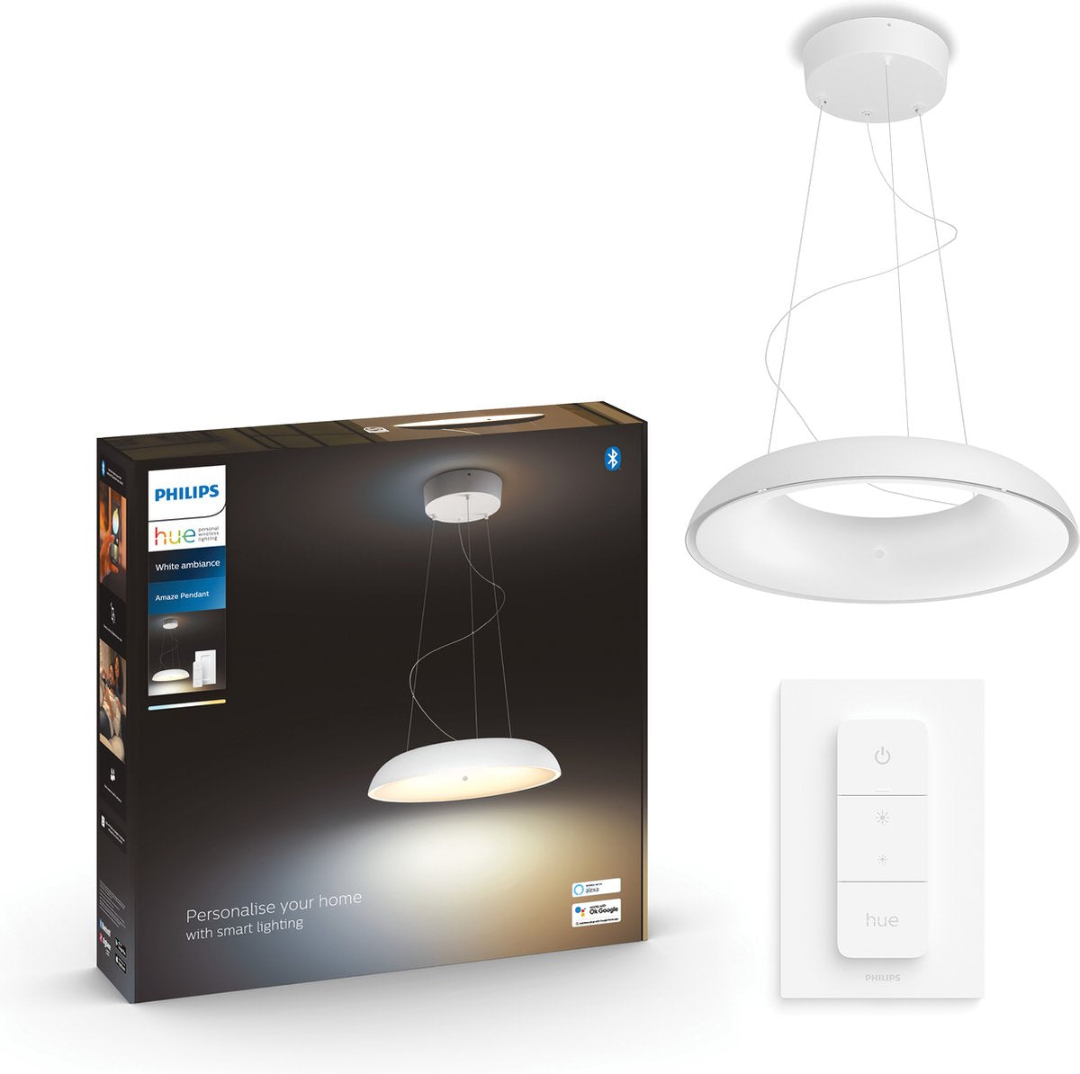 Philips Hue Amaze Hängelampe – warmes bis kaltweißes Licht – weiß – 1 Dimmschalter