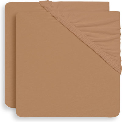 Jollein – Baby-Spannbetttuch Jersey (Keks) – Baumwolle – 2 Stück – Spannbettlaken für Kinderbett – 40 50 x 80 90 cm