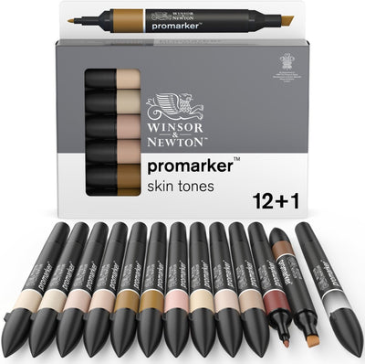 Winsor Newton 0290172 Pro Marker 12 Hauttöne-Set | Professionelle Layoutmarker, Alkoholmarker