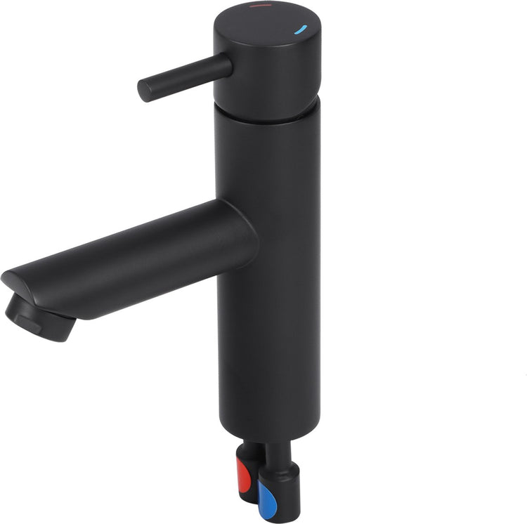 Differnz Waschtischarmatur gerade – Mischbatterie – kalt und warm – WC-Armatur – mattschwarz