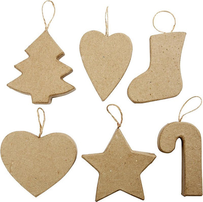 Creativ Company Weihnachtshänger, H: 7+8 cm, 6 Stück, 1 Box