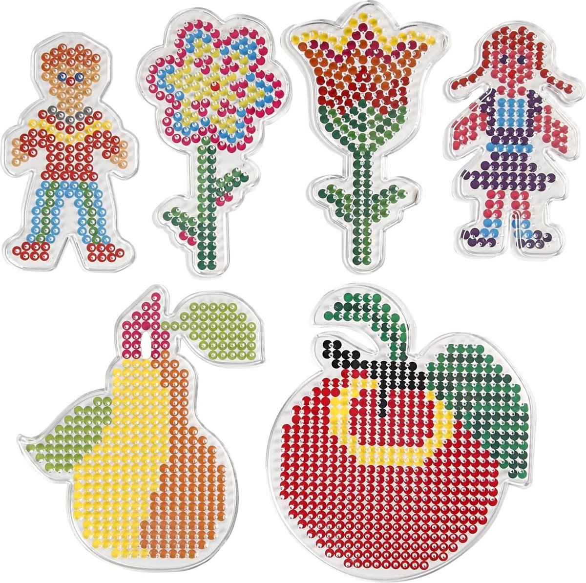 Creativ Company Grundteller, Blumen, Mädchen, Junge, Apfel und Birne, Größe 8,5x14-14x16 cm, mittel, 6 Stück 1 Box