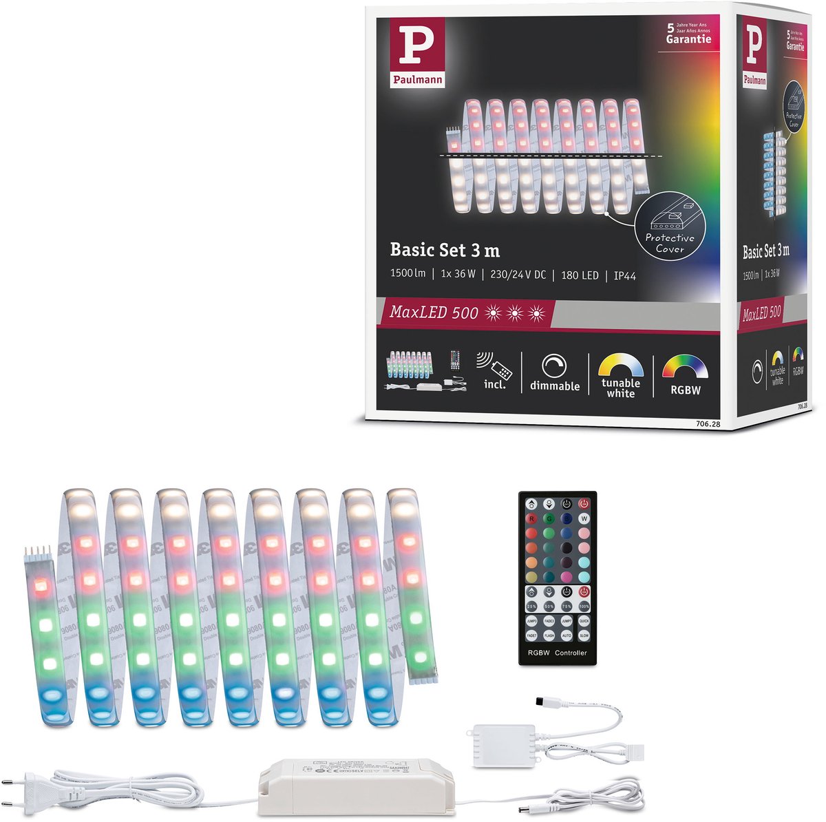 Paulmann maxled 500 LED-Streifen Basisset 3m RGBW beschichtet 36W 500lm m RGBW+ 60VA