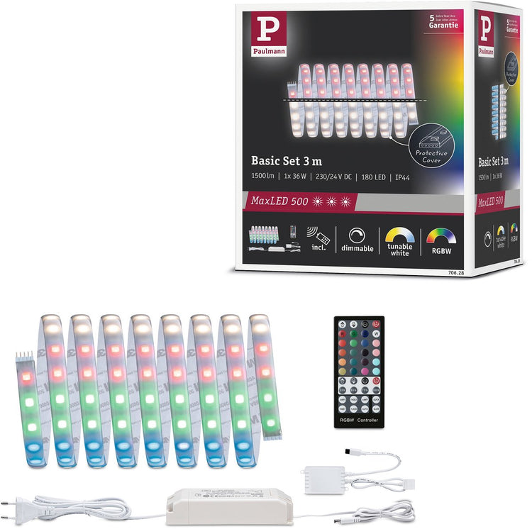 Paulmann maxled 500 LED-Streifen Basisset 3m RGBW beschichtet 36W 500lm m RGBW+ 60VA