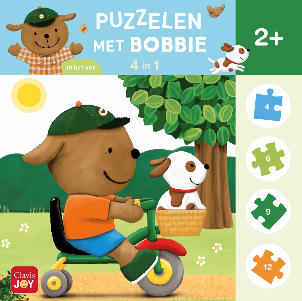 Clavis-Freude-Puzzle mit Bobby. 4-in-1-Puzzle im Wald