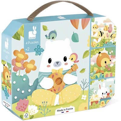 Janod - Puzzle - 4 reine Puzzles im Koffer - 6, 9, 12 und 16 Teile